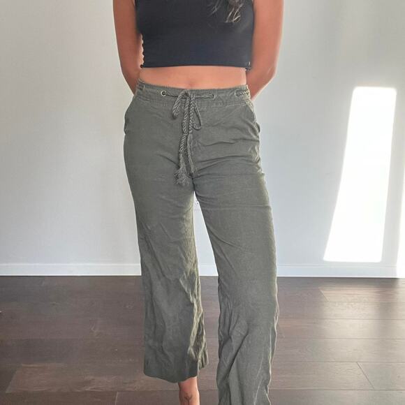 Vintage linen pants army green - Picture 1 of 3